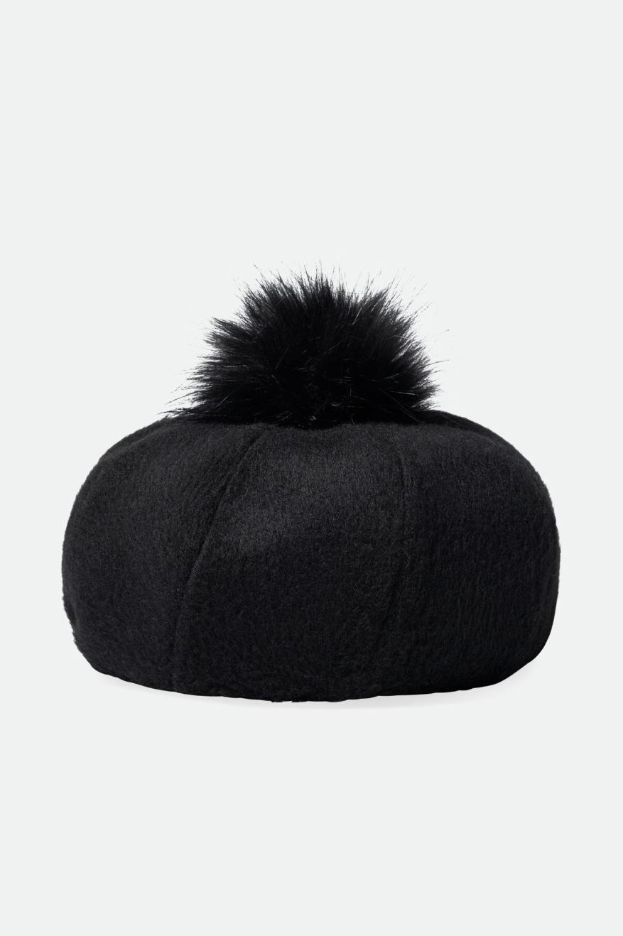 Czapki Damskie Brixton Natalie Oversized Pom Beret Czarne | NVIBJ-0359