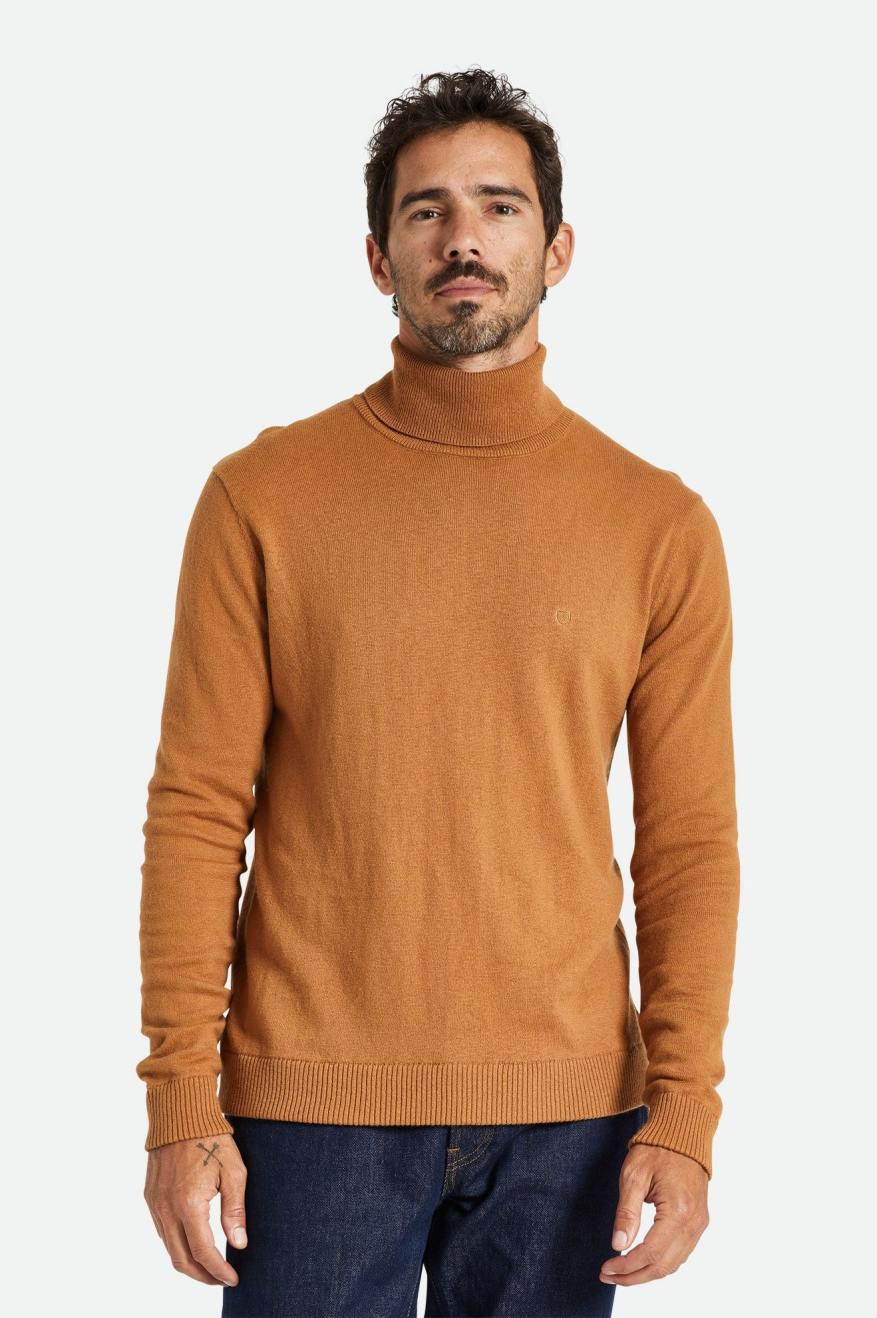 Dzianina Męskie Brixton Reserve Cashmere L/S Turtleneck Brązowe | BMPCQ-8239