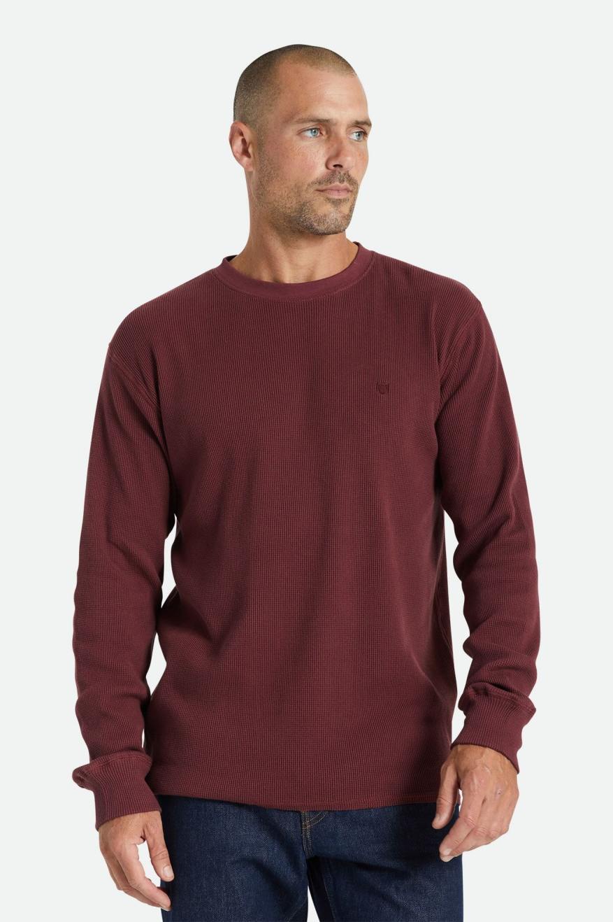 Dzianina Męskie Brixton Reserve Thermal L/S Czerwone | ZQCGO-0856