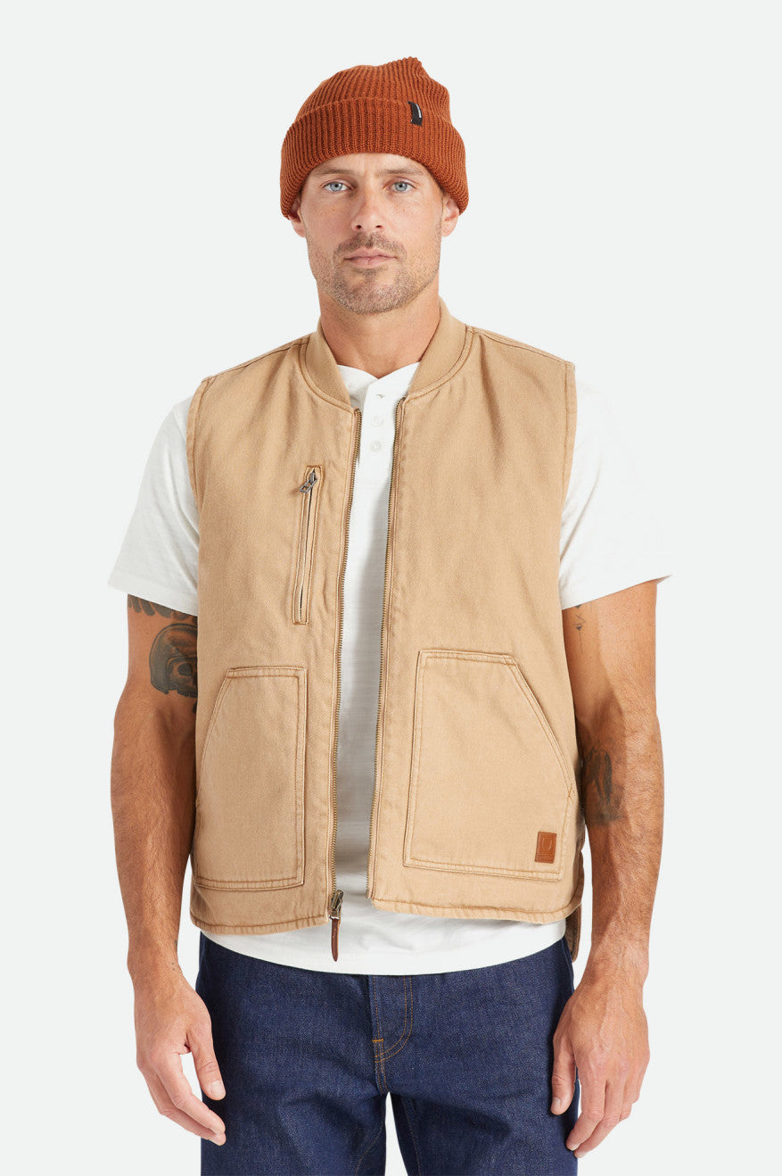 Kurtka Męskie Brixton Abraham Reversible Vest Beżowe | ALWSH-5698