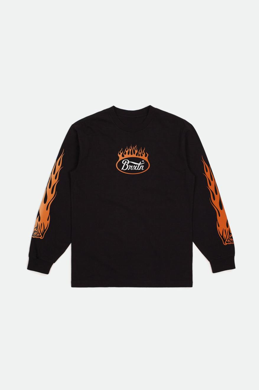 Najfatalniejszy Męskie Brixton Parsons Flame L/S Standard Czarne Białe Pomarańczowe | NXBCJ-7359