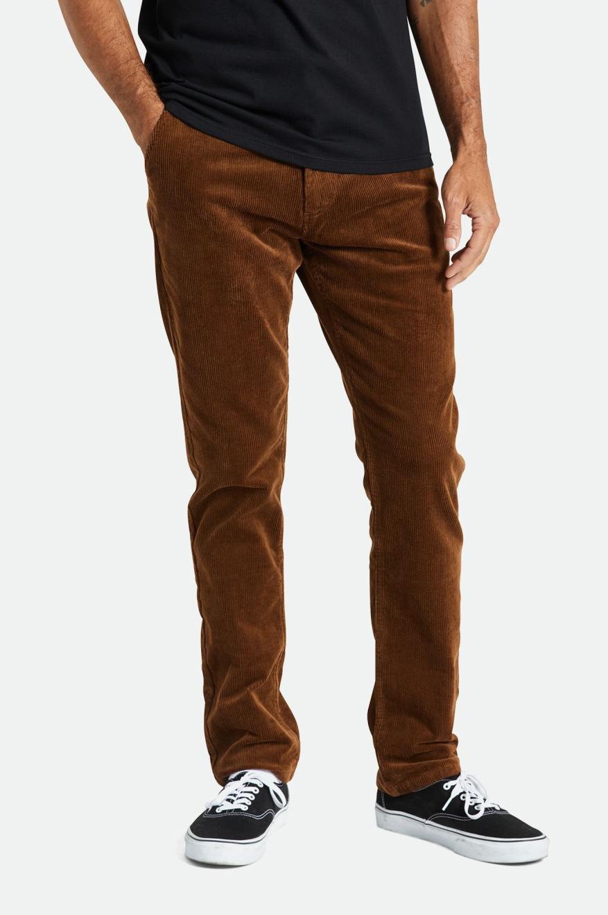 Spodnie Męskie Brixton Choice Chino Regular Brązowe | XFCGJ-6837