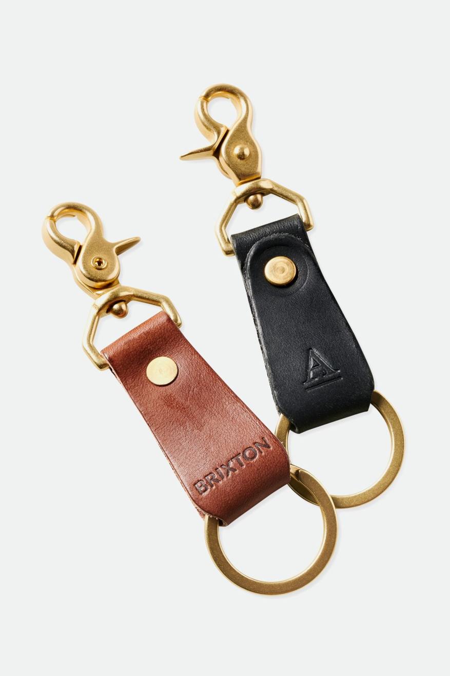 Akcesoria Unisex Brixton Artifact Skórzane Key Clip Brązowe | TYQBR-6153