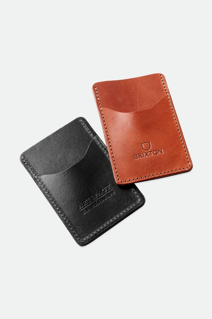 Akcesoria Unisex Brixton Artifact Skórzane Card Holder Wallet Czarne | XOBJI-7943