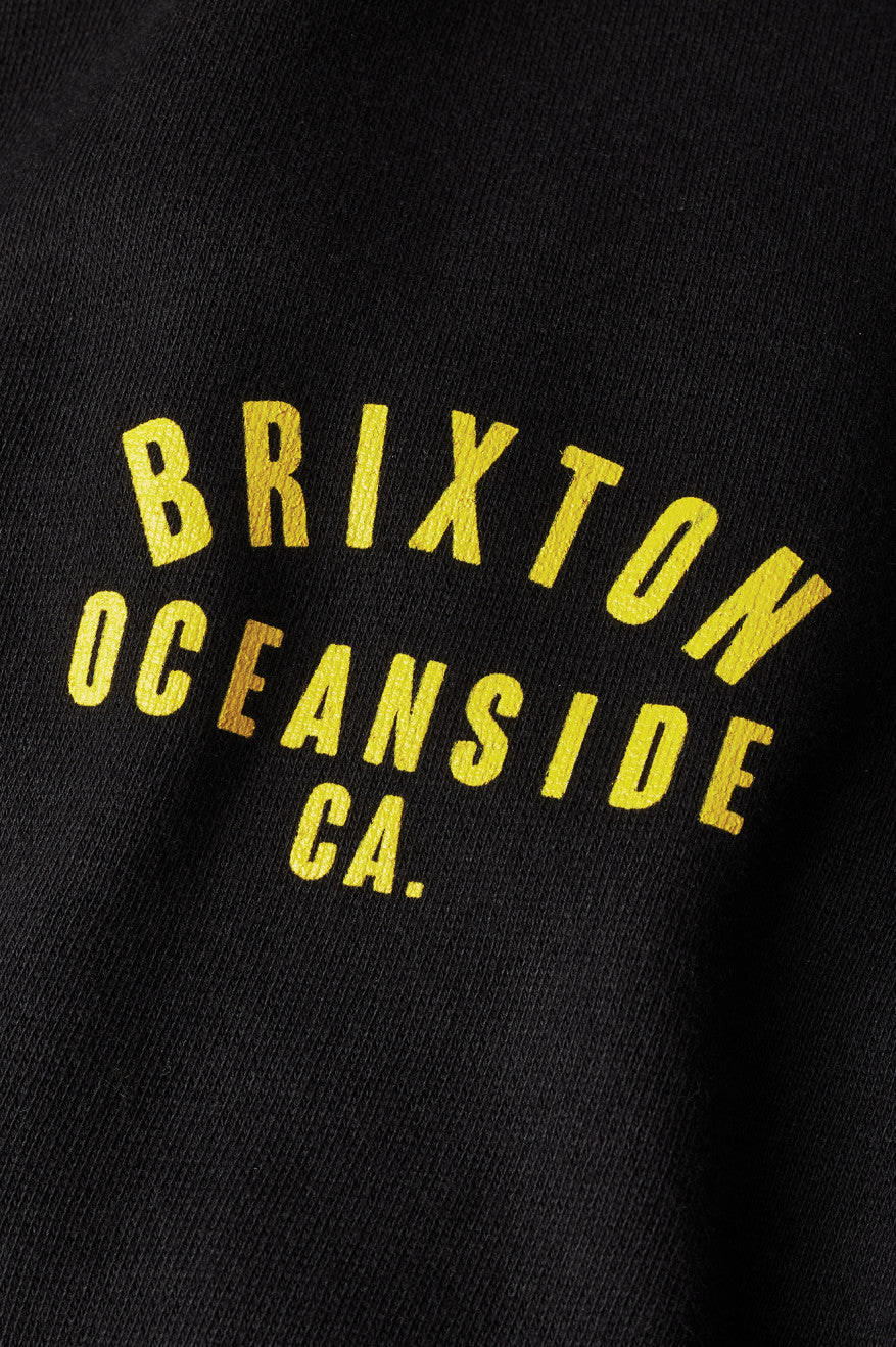 Bluzy Z Kapturem Męskie Brixton Woodburn Oceanside Fleece Czarne Złote | ZDSVW-8019