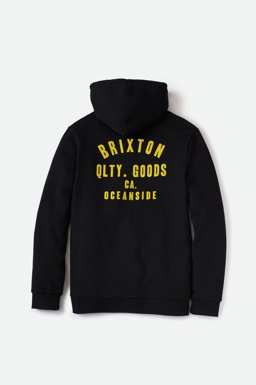 Bluzy Z Kapturem Męskie Brixton Woodburn Oceanside Fleece Czarne Złote | ZDSVW-8019