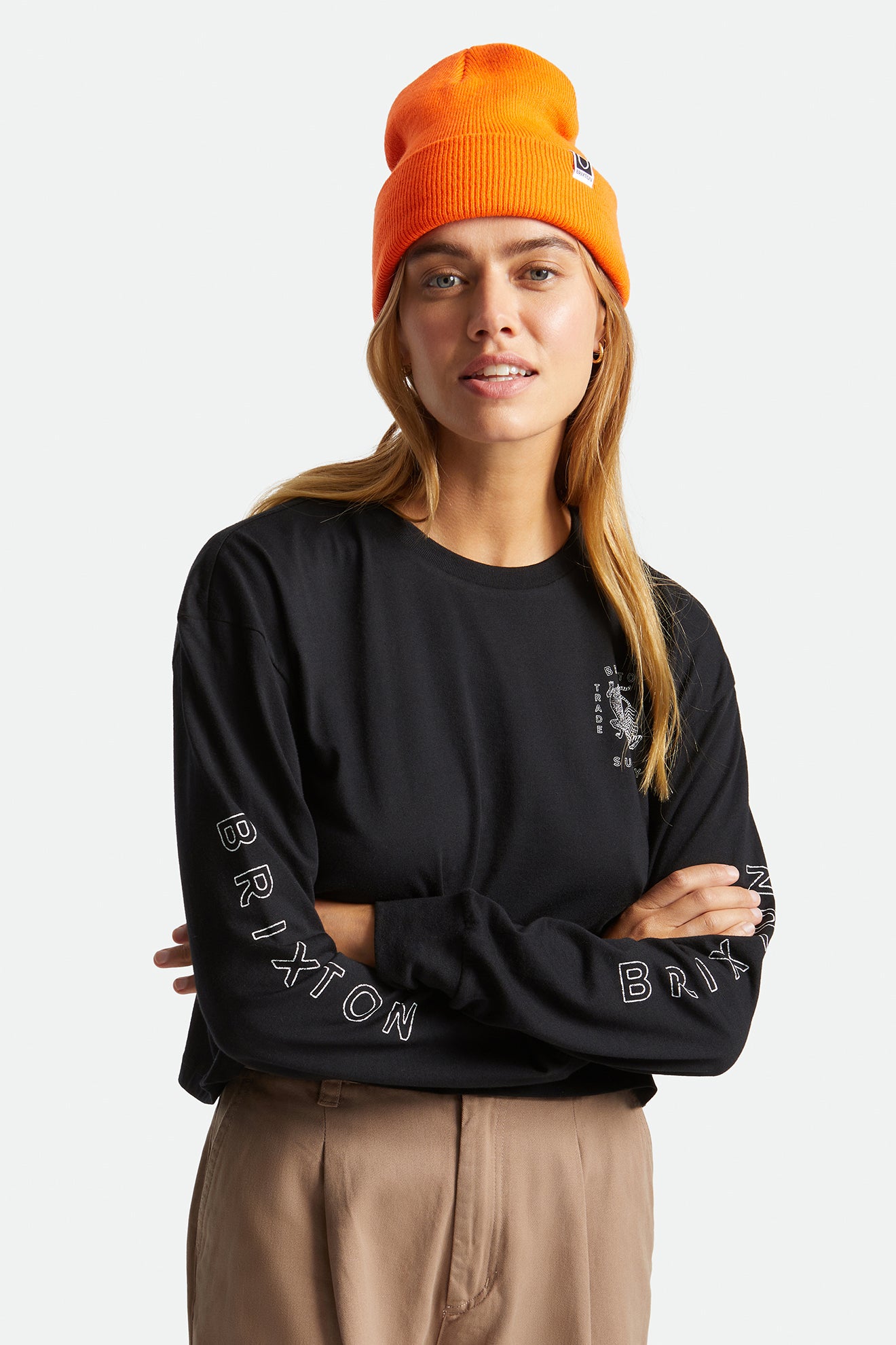 Czapki Beanie Damskie Brixton Harbor Beta Watch Cap Pomarańczowe | DVLXM-6509