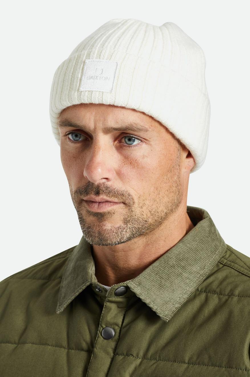 Czapki Beanie Męskie Brixton Alpha Square Merino Wełna Białe | DOMTE-8136