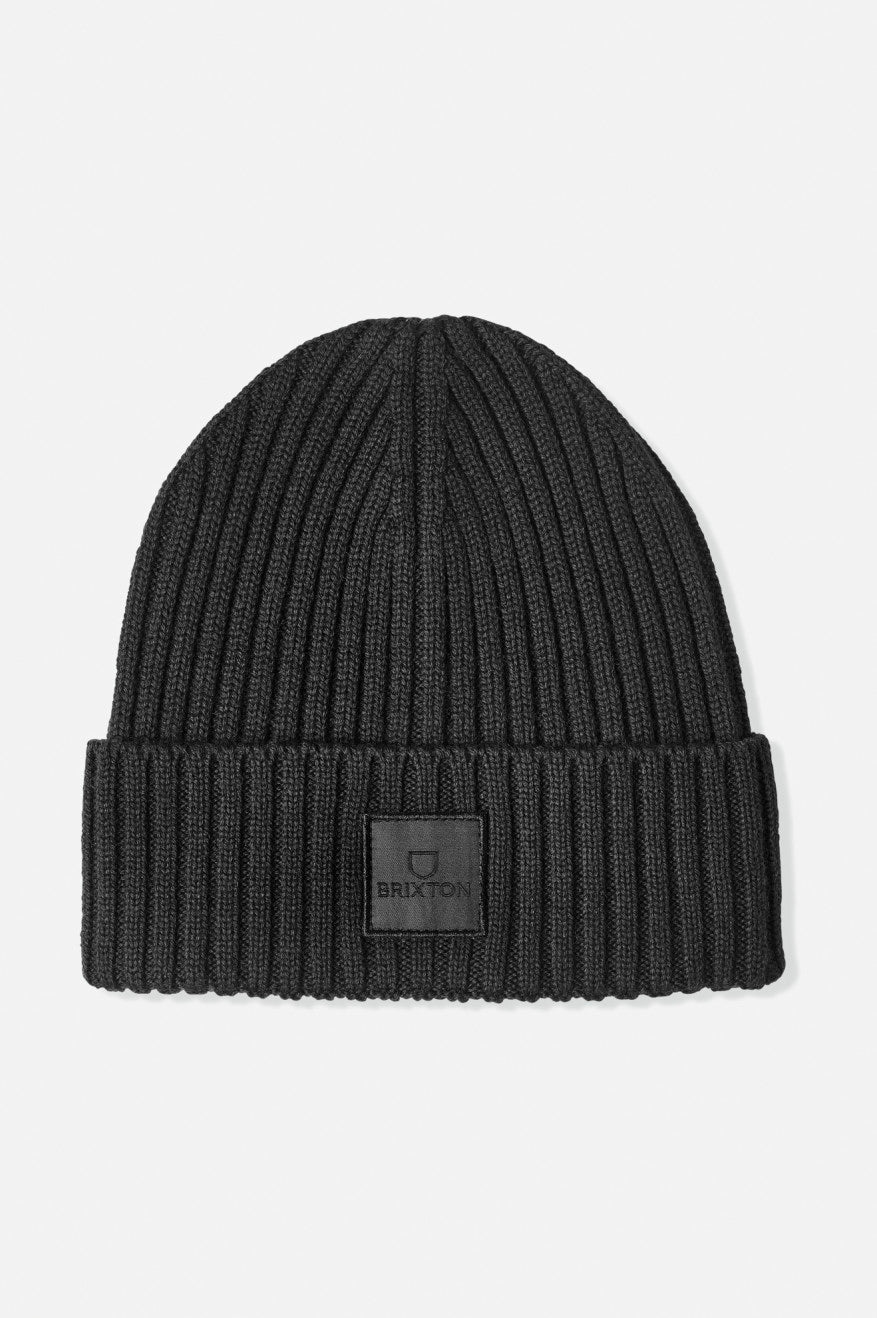 Czapki Beanie Męskie Brixton Alpha Square Merino Wełna Czarne | SVHAO-7619