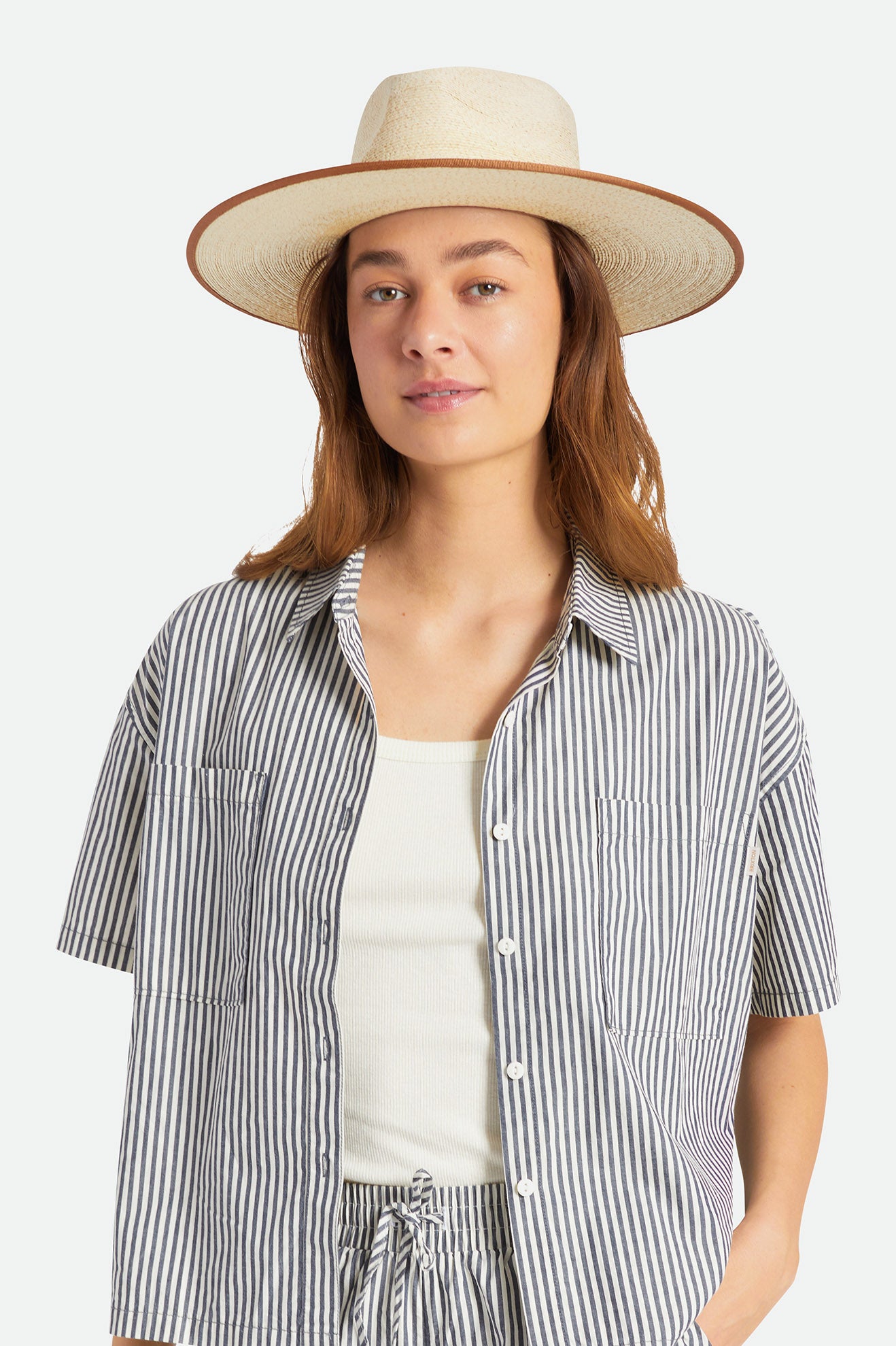 Czapki Damskie Brixton Jo Straw Rancher Hat Beżowe | LITKO-7901