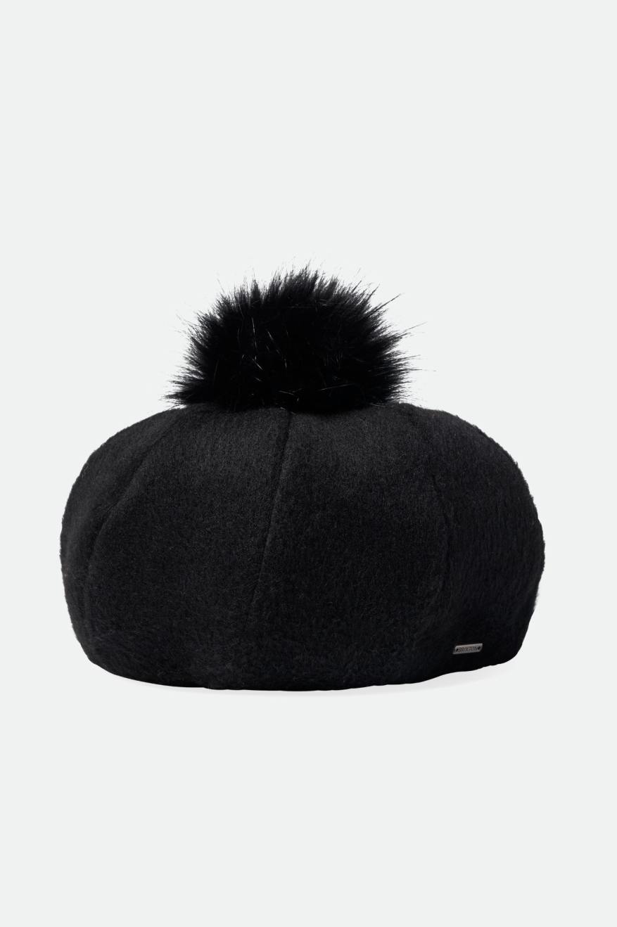 Czapki Damskie Brixton Natalie Oversized Pom Beret Czarne | NVIBJ-0359