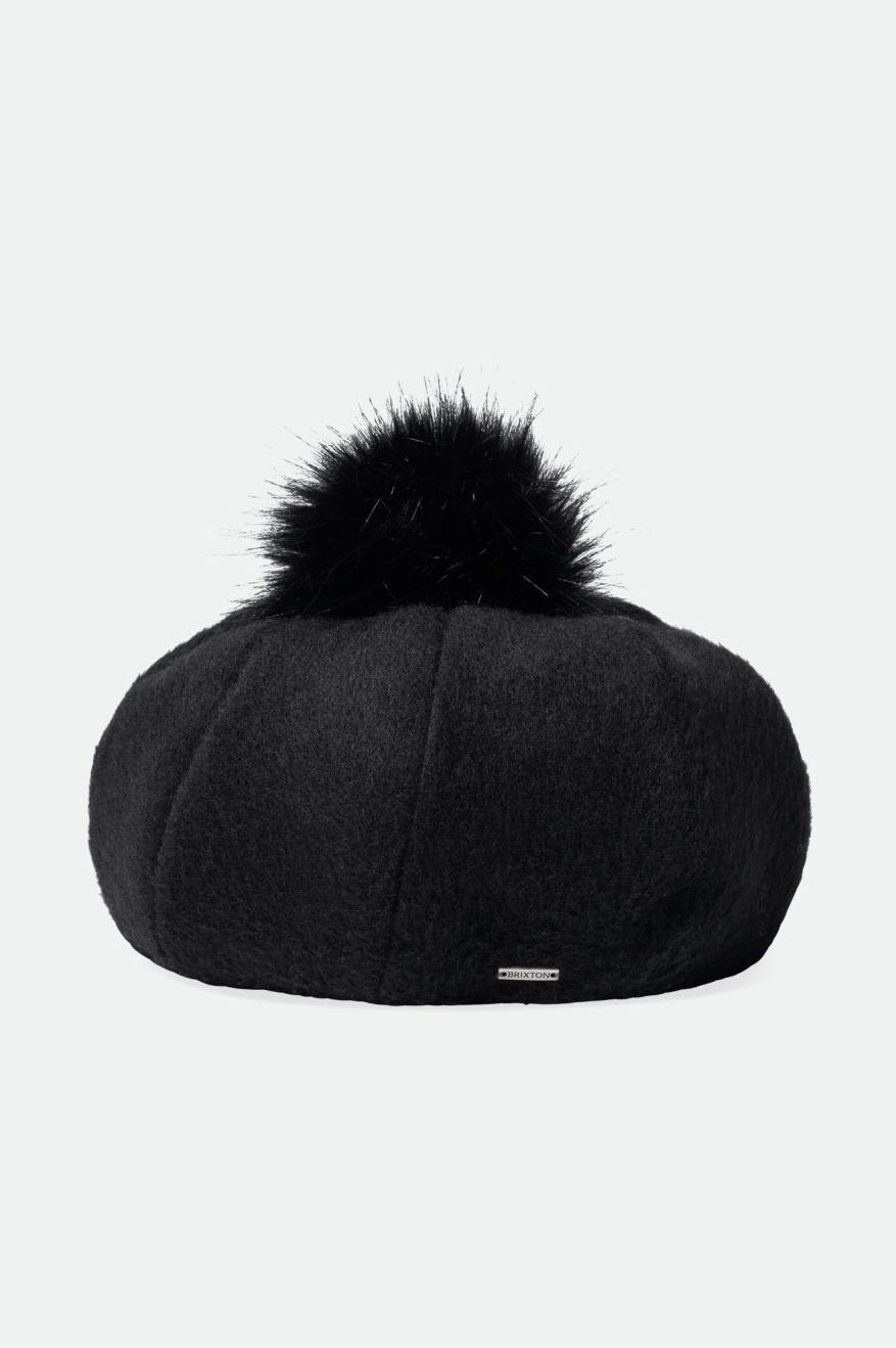 Czapki Damskie Brixton Natalie Oversized Pom Beret Czarne | NVIBJ-0359