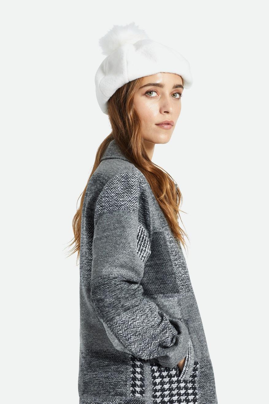 Czapki Damskie Brixton Natalie Oversized Pom Beret Białe | USXFD-0925