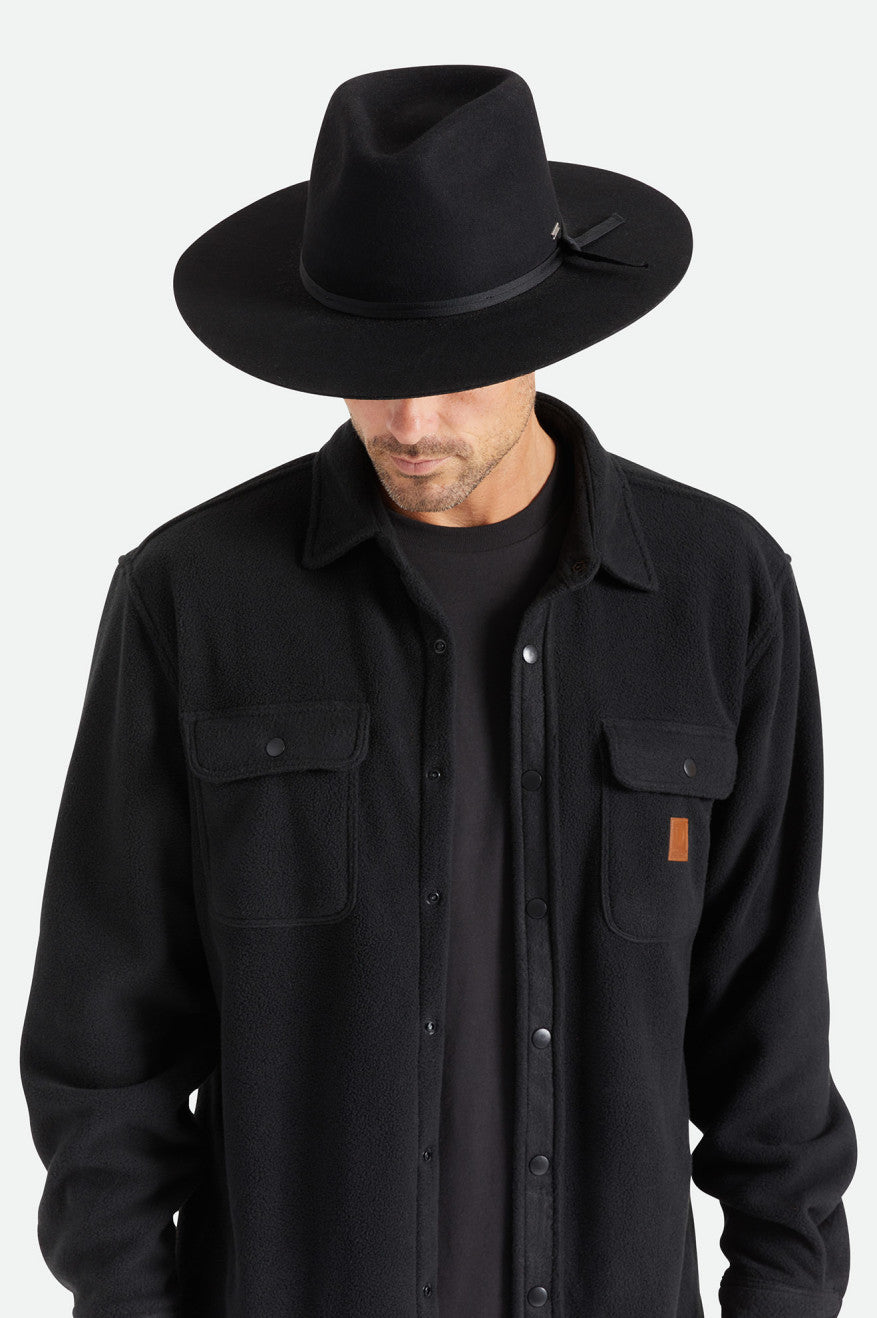 Czapki Męskie Brixton Cohen Cowboy Czarne | LYJQT-4392