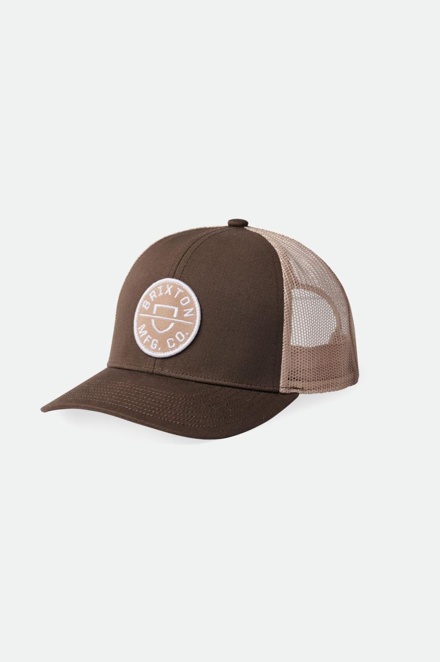 Czapki Męskie Brixton Crest NetPlus MP Mesh Cap Brązowe | MHJQD-0985