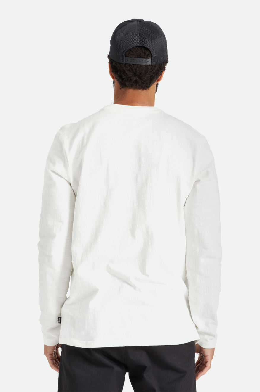 Dzianina Męskie Brixton Basic Slub L/S Pocket Białe | FKRAS-0892