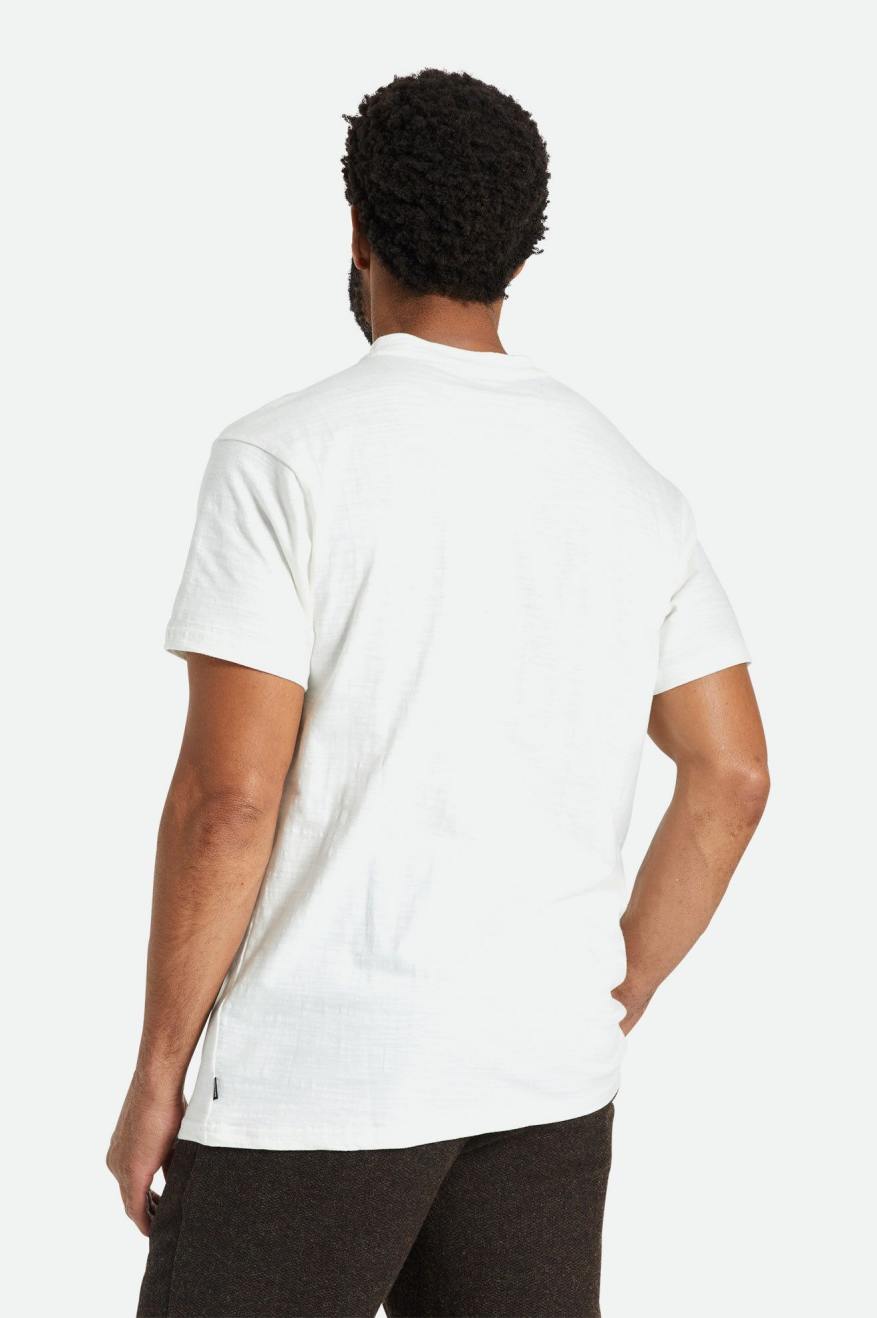 Dzianina Męskie Brixton Basic Slub S/S Henley Białe | MQBXE-6857