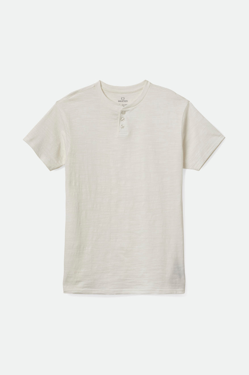 Dzianina Męskie Brixton Basic Slub S/S Henley Białe | MQBXE-6857