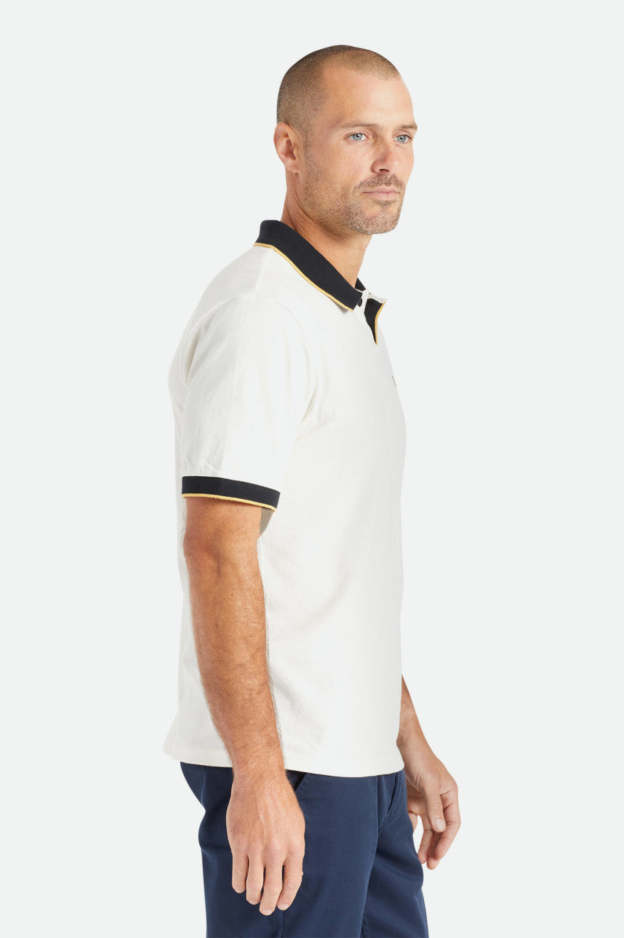 Dzianina Męskie Brixton Proper S/S Polo Białe Czarne | DYETP-2713