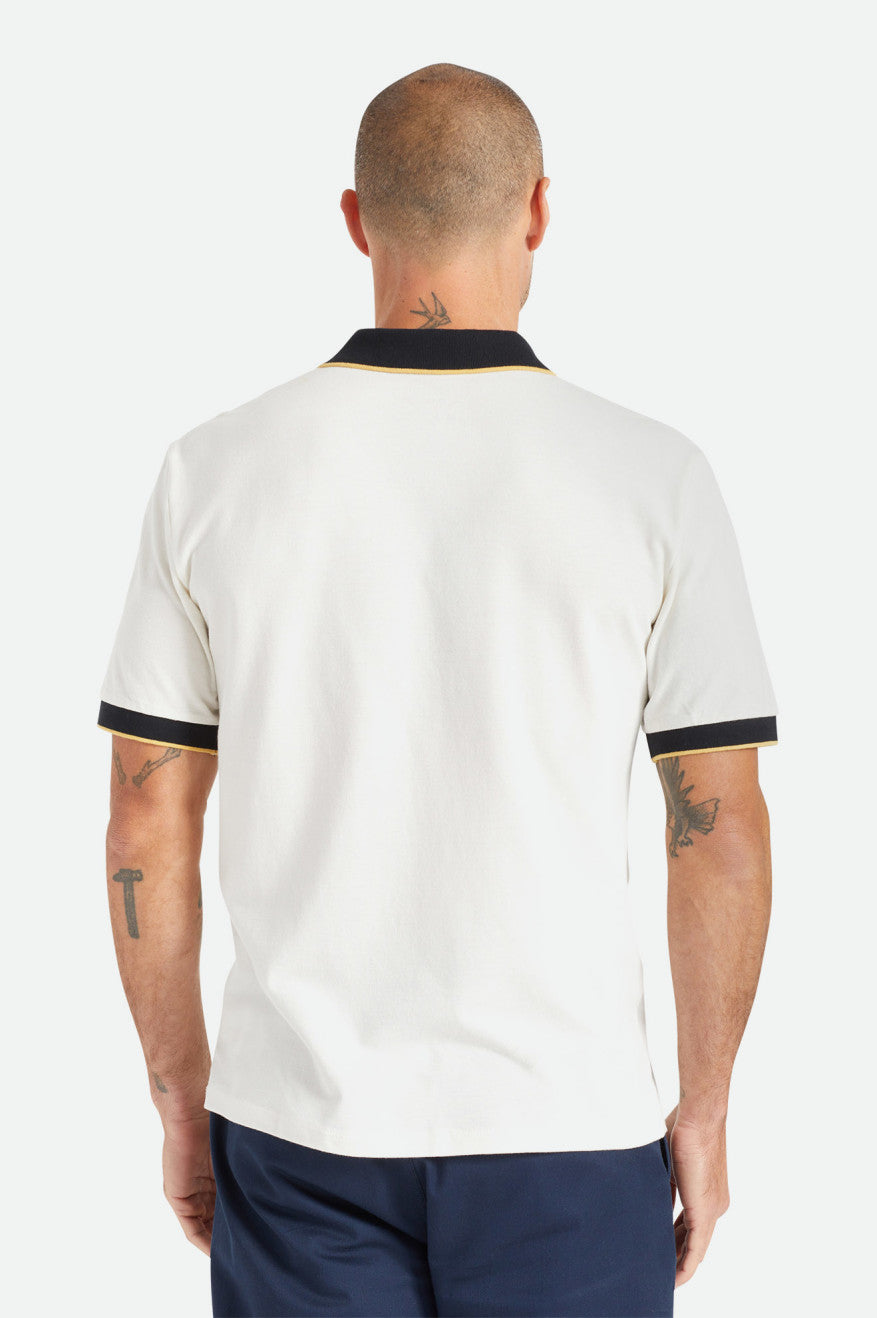 Dzianina Męskie Brixton Proper S/S Polo Białe Czarne | DYETP-2713