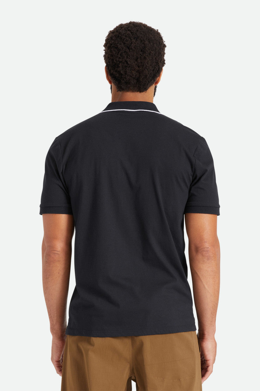 Dzianina Męskie Brixton Proper S/S Polo Czarne | KMWIS-8032