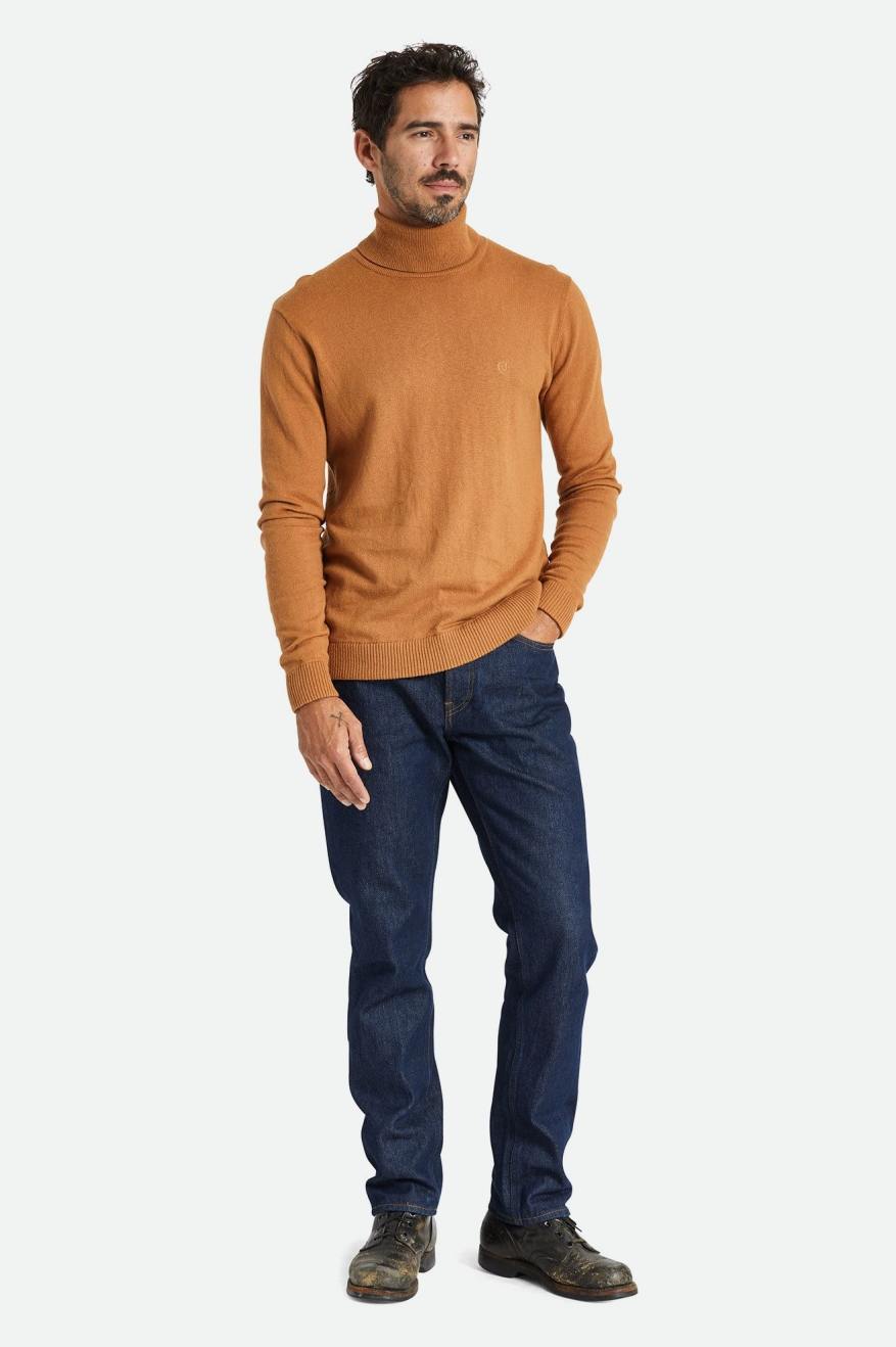 Dzianina Męskie Brixton Reserve Cashmere L/S Turtleneck Brązowe | BMPCQ-8239