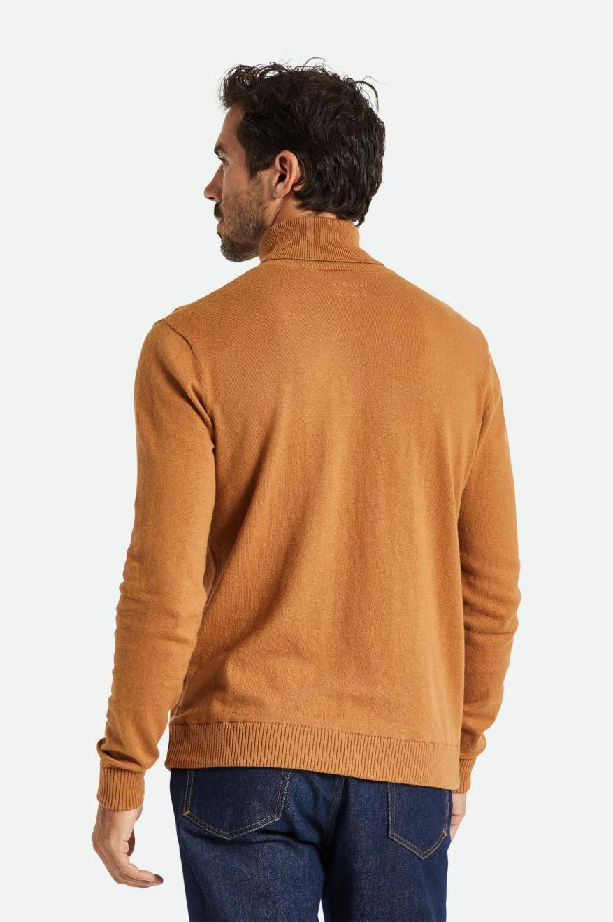 Dzianina Męskie Brixton Reserve Cashmere L/S Turtleneck Brązowe | BMPCQ-8239