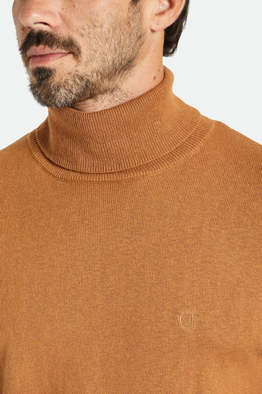 Dzianina Męskie Brixton Reserve Cashmere L/S Turtleneck Brązowe | BMPCQ-8239