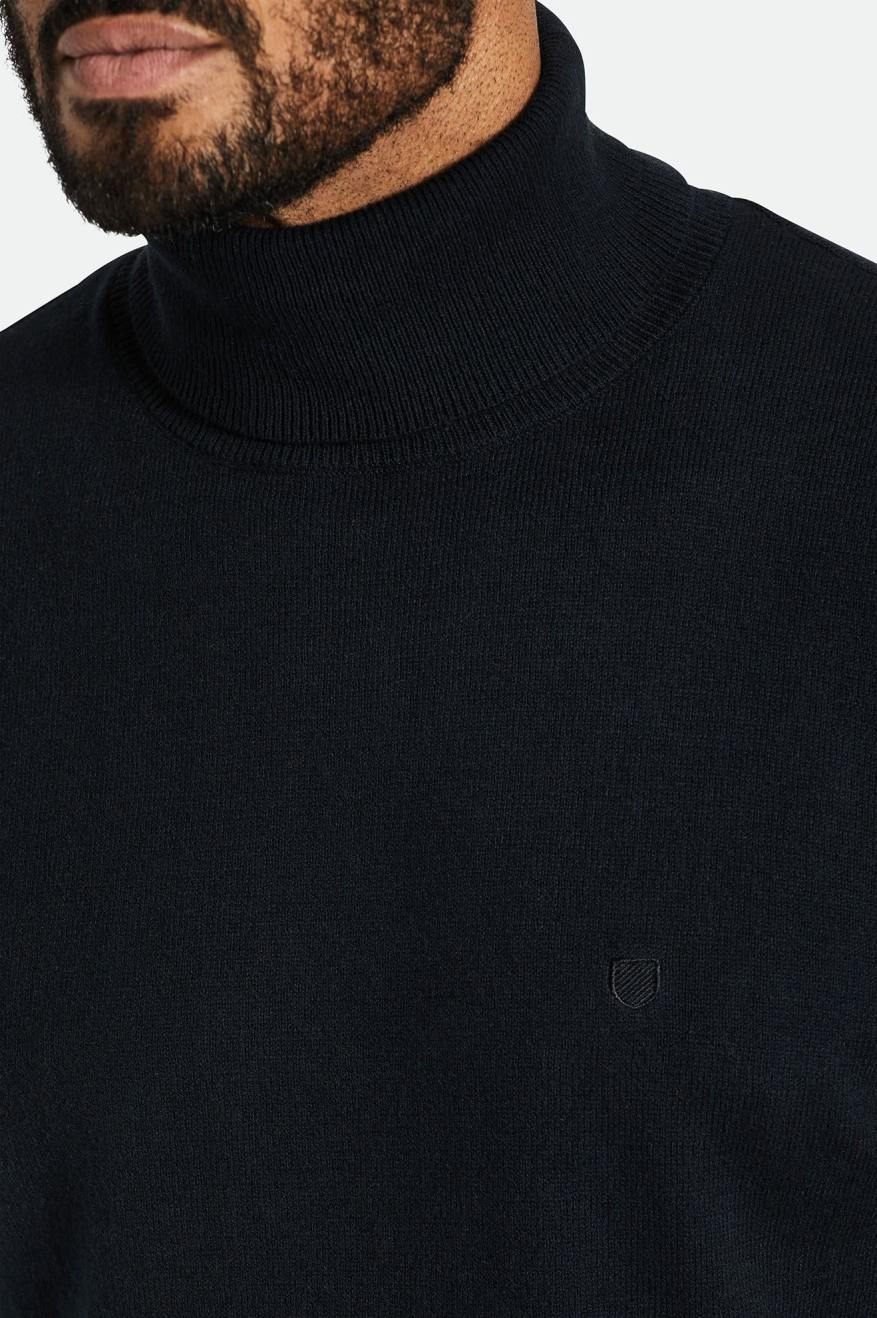 Dzianina Męskie Brixton Reserve Cashmere L/S Turtleneck Czarne | IZLYC-3586