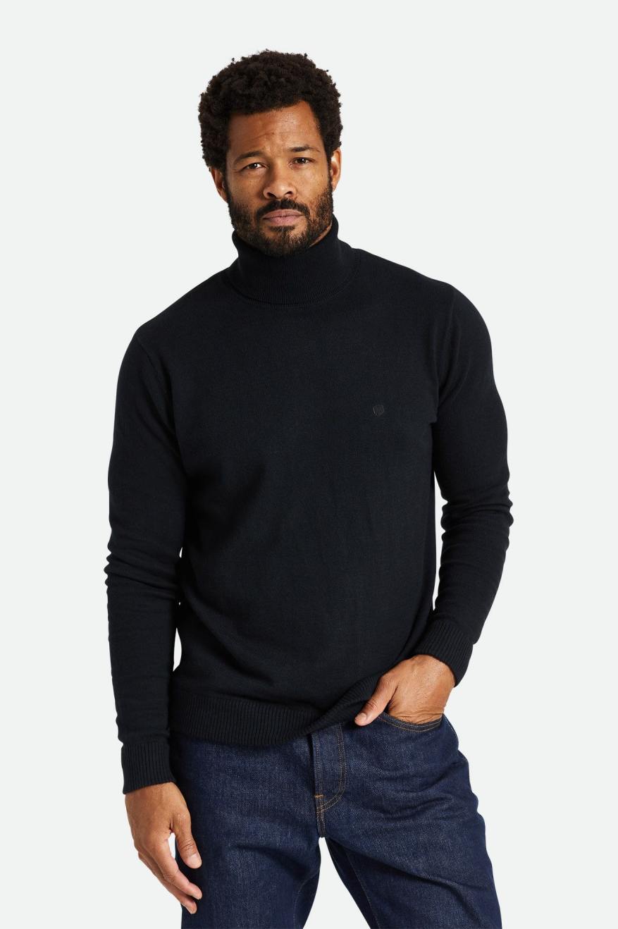 Dzianina Męskie Brixton Reserve Cashmere L/S Turtleneck Czarne | IZLYC-3586