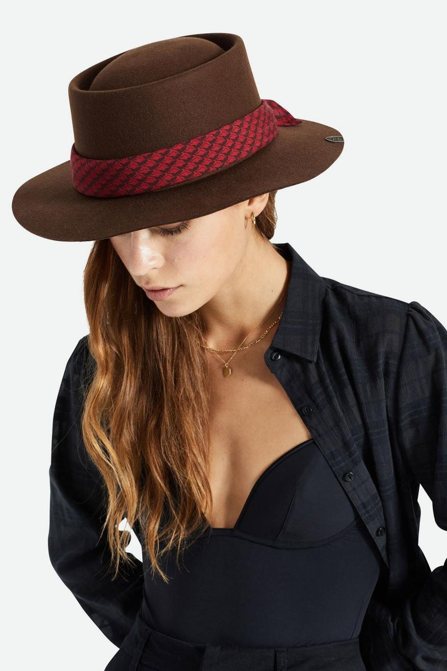 Fedory Damskie Brixton Fender Jaguar Contour Fedora Brązowe | XZRFW-1467