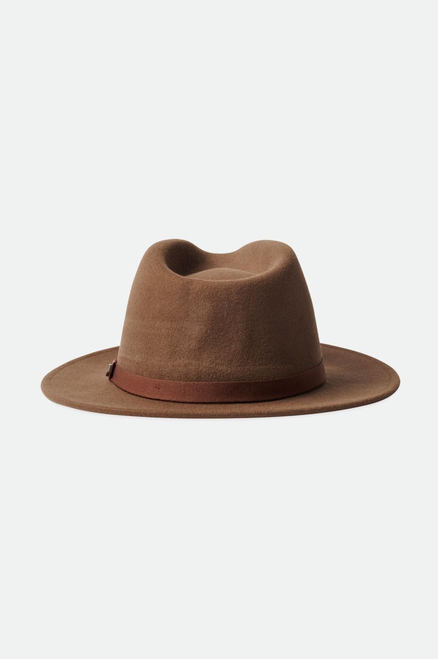 Fedory Damskie Brixton Messer Packable Fedora Brązowe | SMVNF-3640