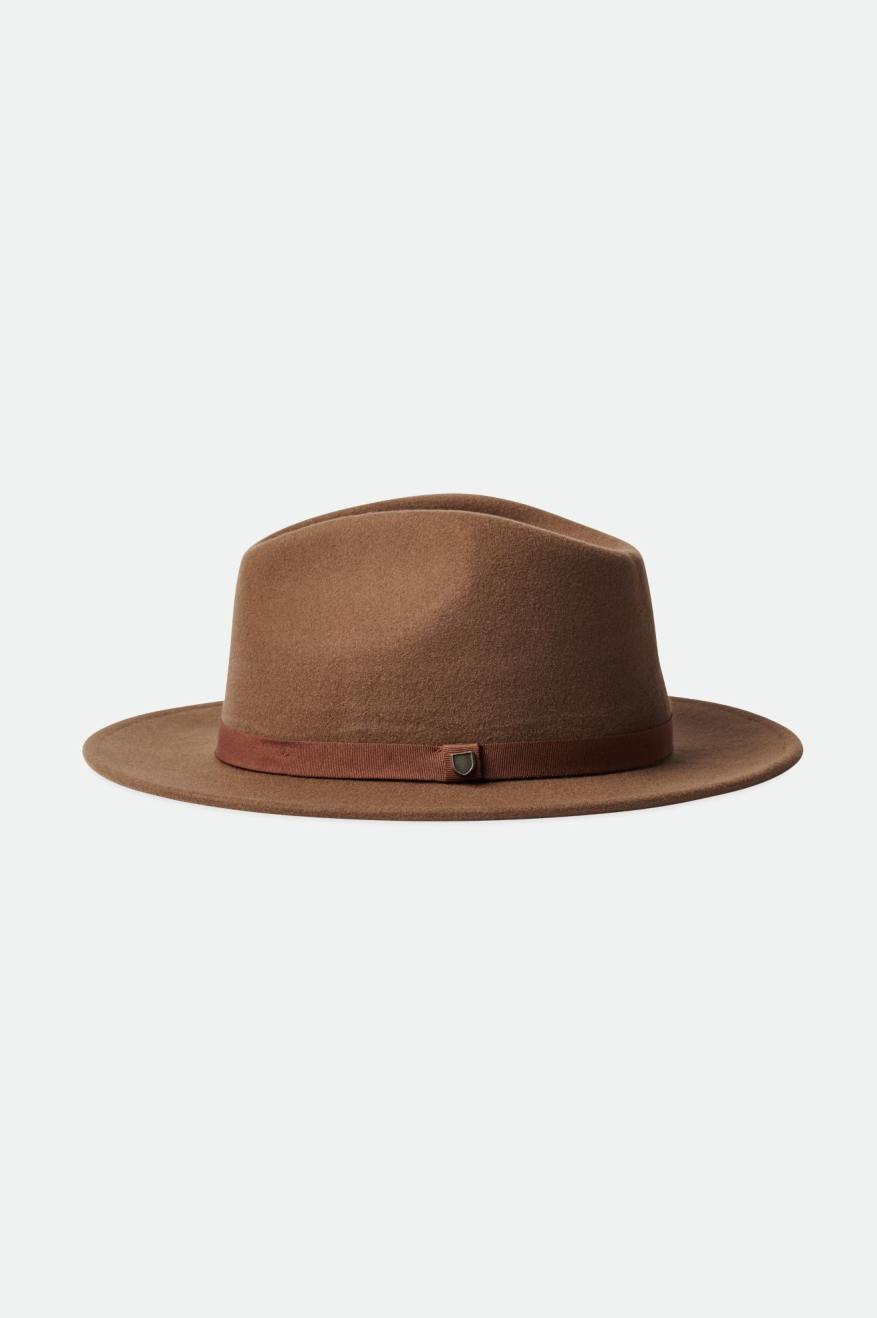 Fedory Damskie Brixton Messer Packable Fedora Brązowe | SMVNF-3640