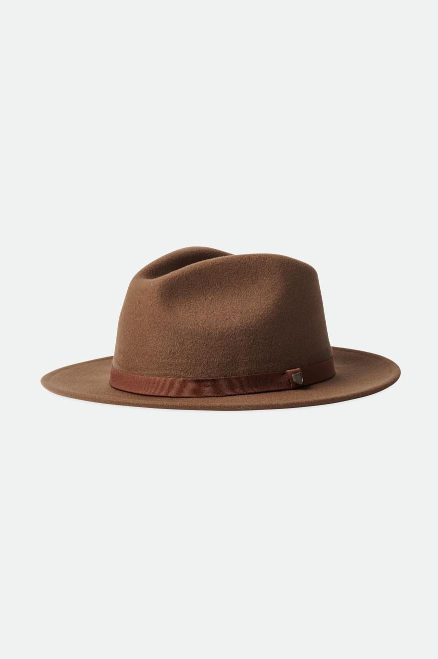 Fedory Damskie Brixton Messer Packable Fedora Brązowe | SMVNF-3640