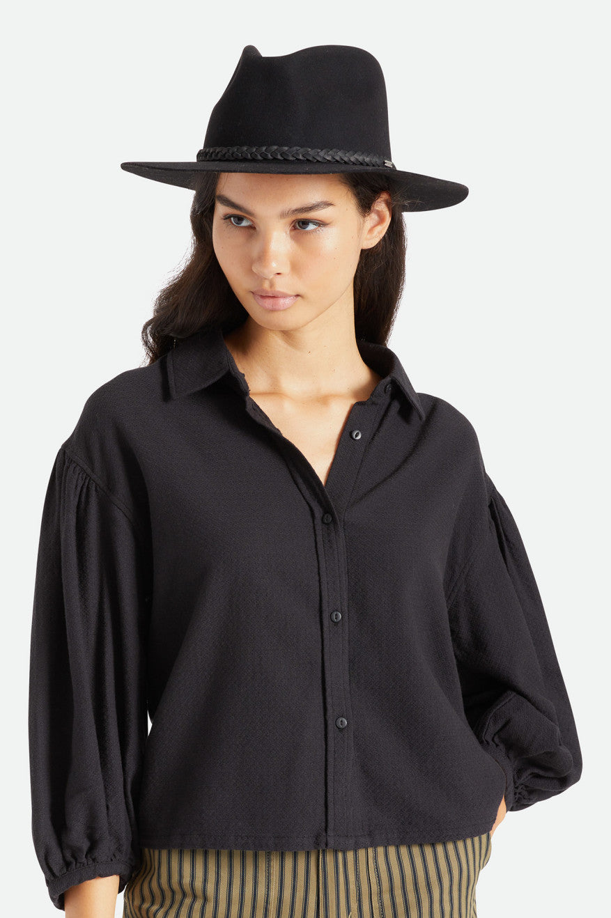 Fedory Damskie Brixton Messer Western Fedora Czarne | IXYRA-1892