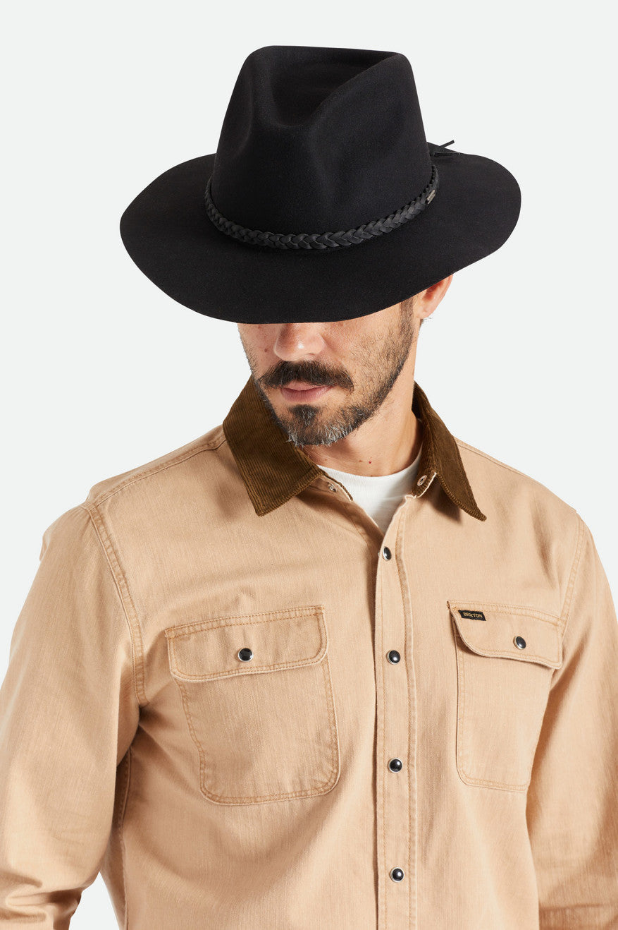 Fedory Damskie Brixton Messer Western Fedora Czarne | IXYRA-1892