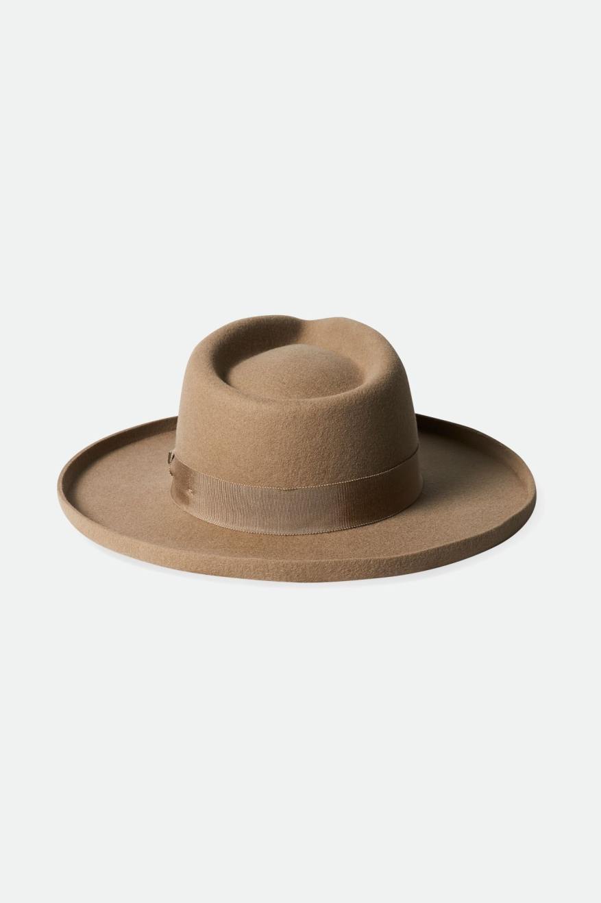 Fedory Damskie Brixton Victoria Felt Fedora Brązowe | CIDRQ-0967