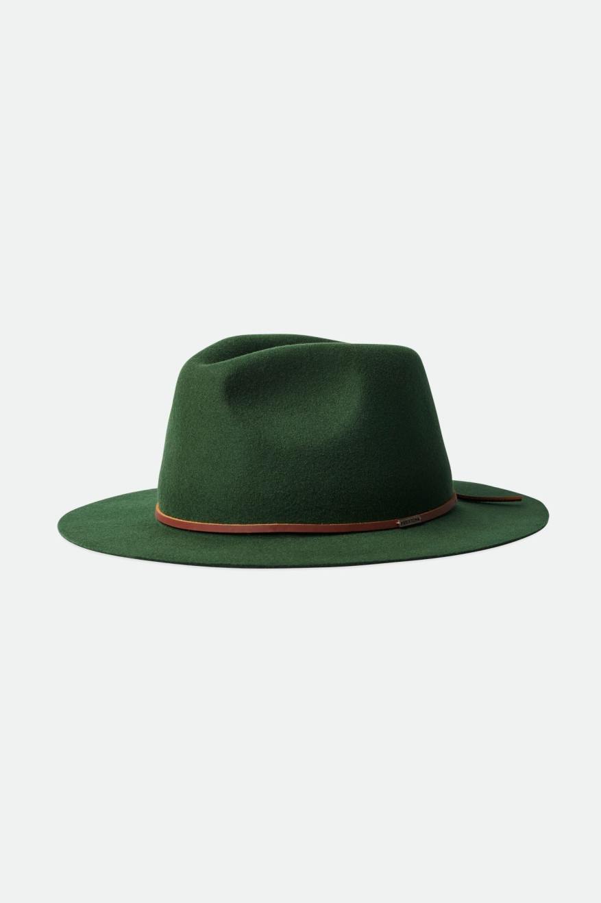 Fedory Damskie Brixton Wesley Packable Fedora Zielone | LDGRO-1239