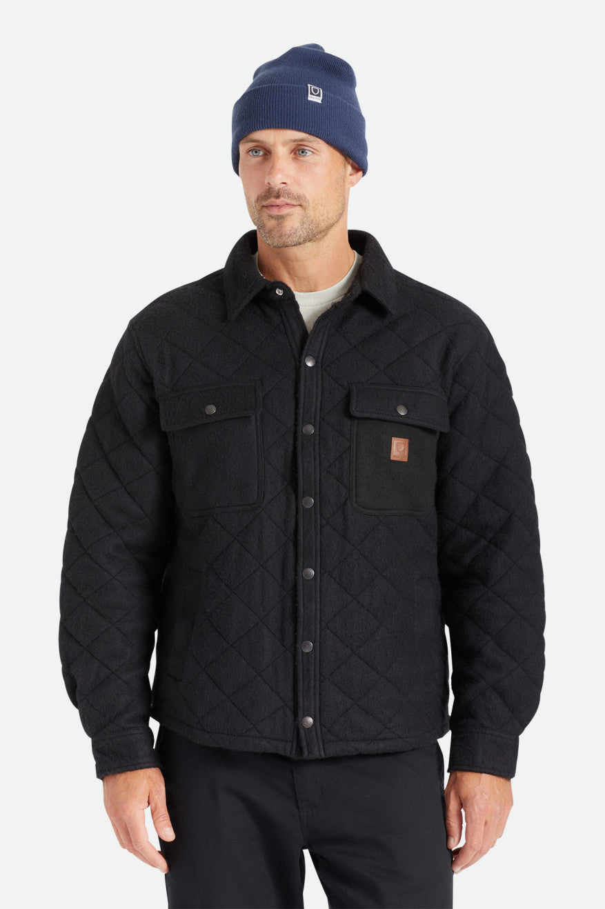 Kurtka Męskie Brixton Cass Pikowana Fleece Czarne | GSNVT-6571