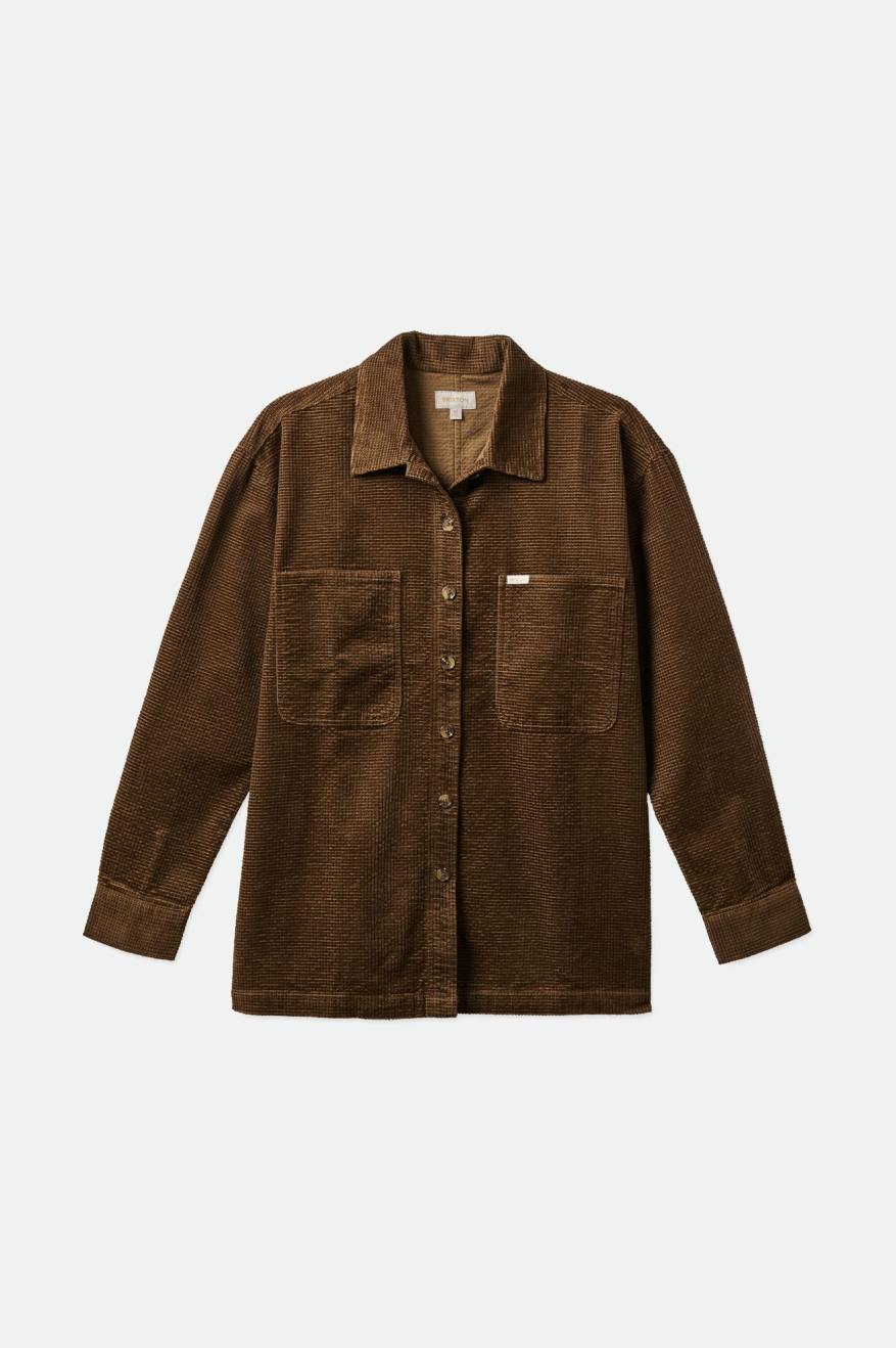 Najfatalniejszy Damskie Brixton Dundee Corduroy Overshirt Brązowe | CWMRK-8341