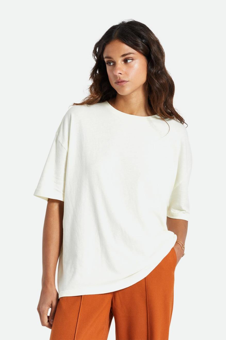 Najfatalniejszy Damskie Brixton Oversized Boyfriend Tee Białe | PHOZU-4975