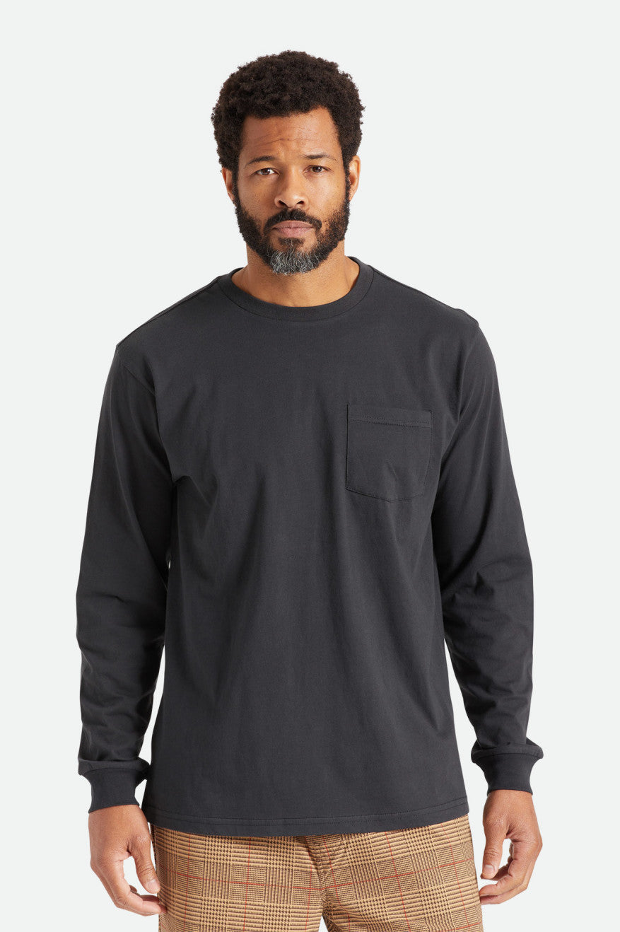 Najfatalniejszy Męskie Brixton Basic L/S Pocket Czarne | KCOIX-5807