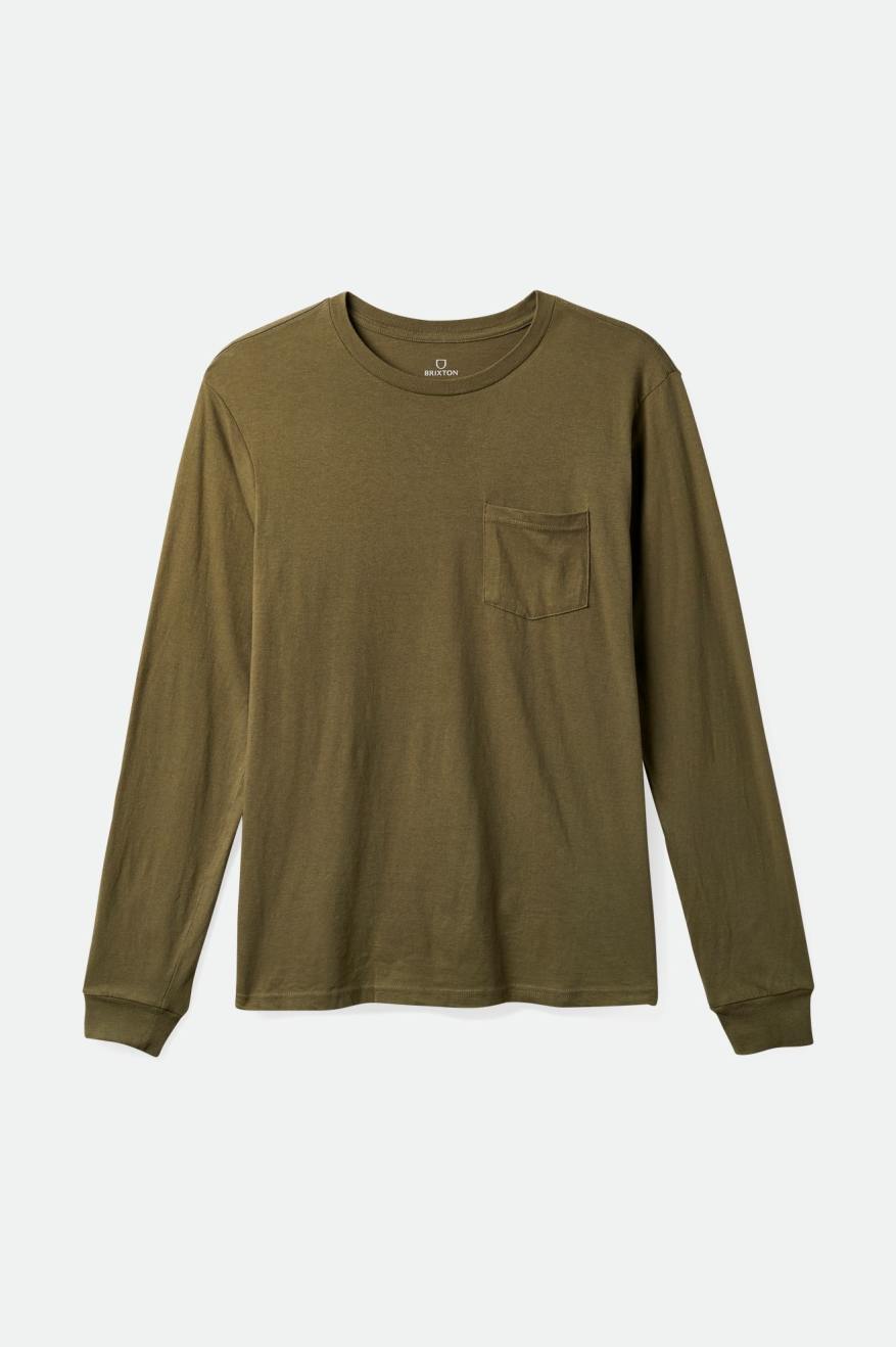 Najfatalniejszy Męskie Brixton Basic L/S Pocket Oliwkowe | KUMDJ-1830