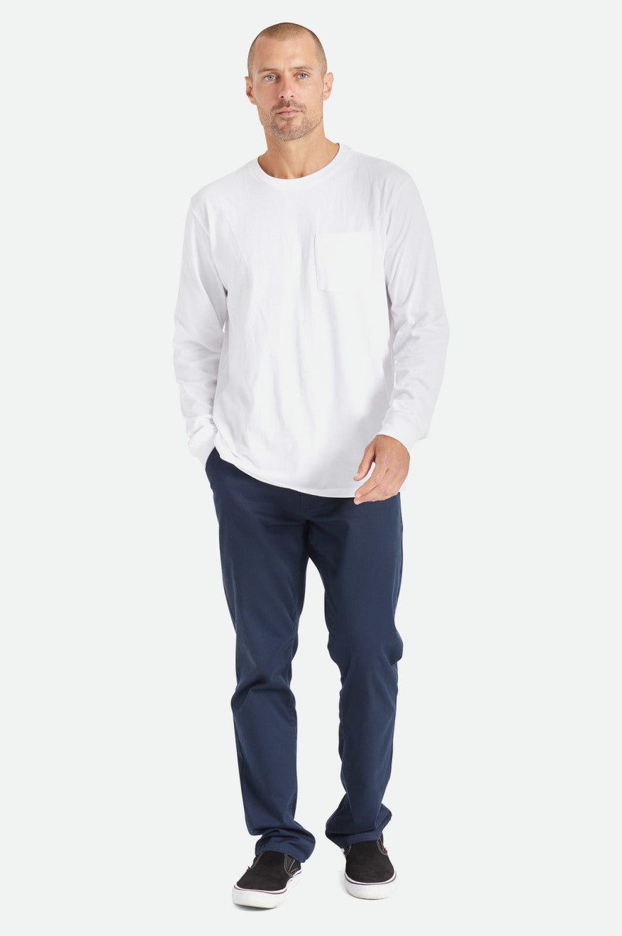 Najfatalniejszy Męskie Brixton Basic L/S Pocket Białe | WGFMS-8609