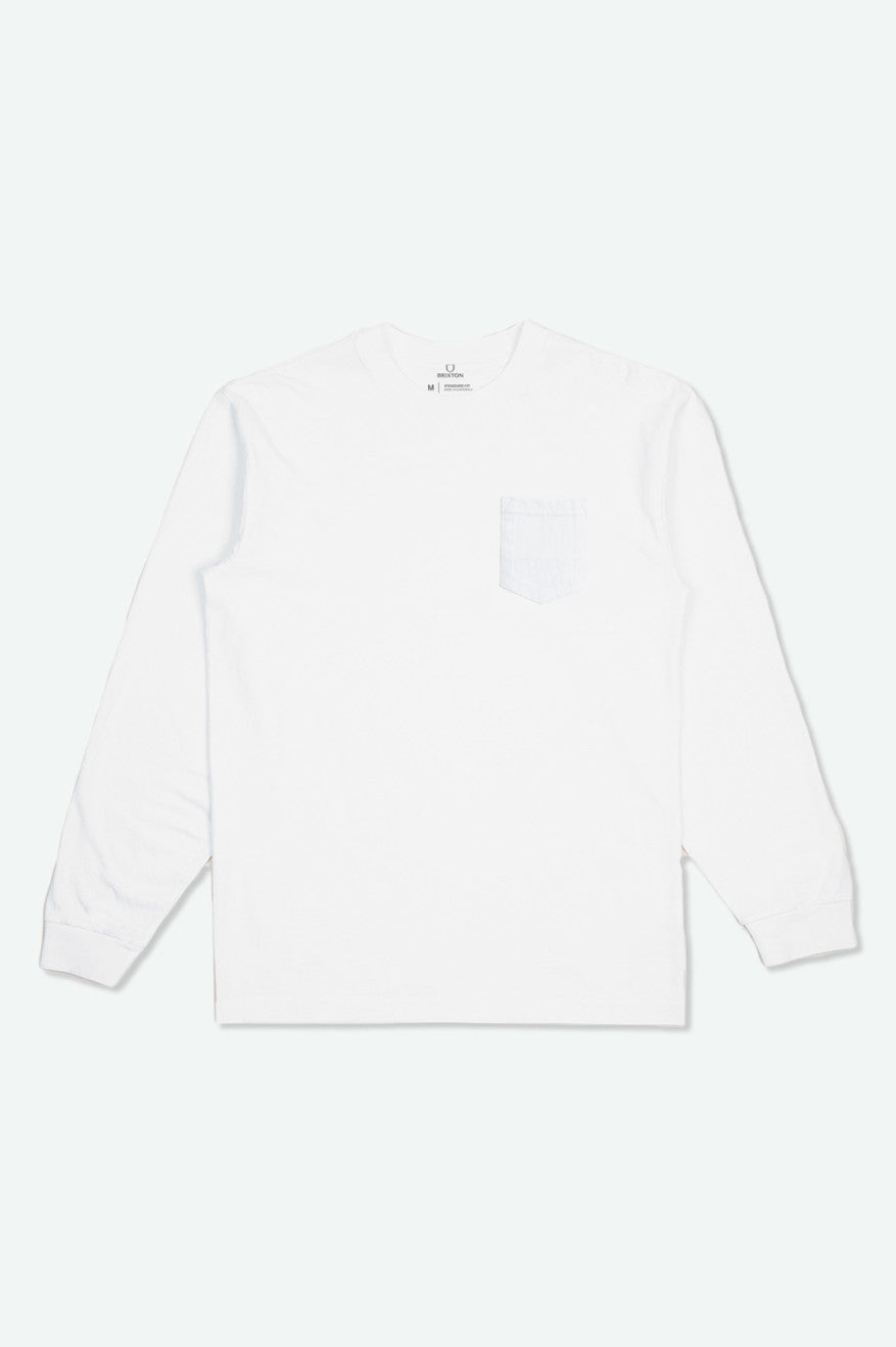 Najfatalniejszy Męskie Brixton Basic L/S Pocket Białe | WGFMS-8609