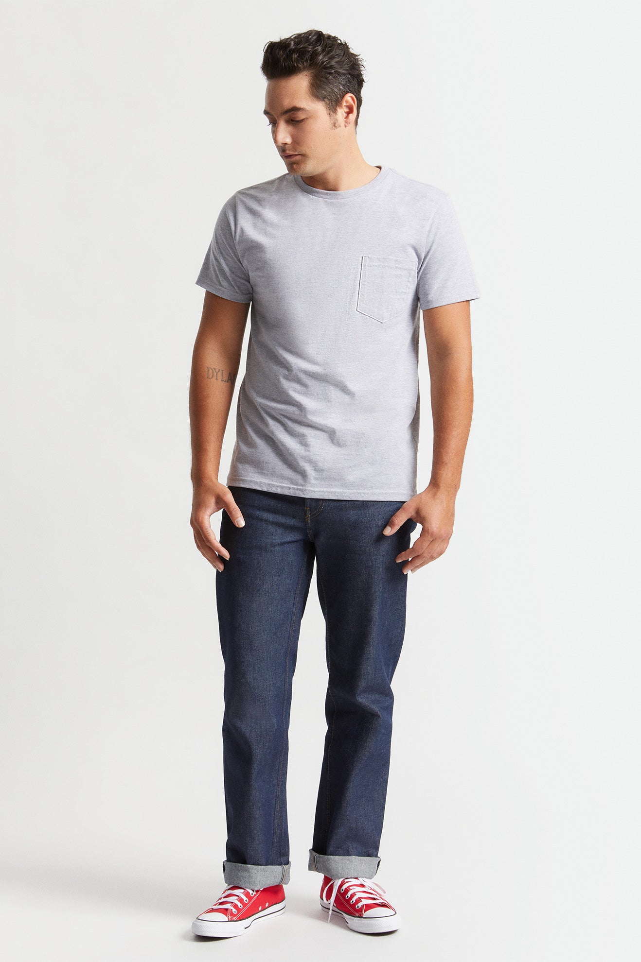 Najfatalniejszy Męskie Brixton Basic S/S Pocket Szare | FBIEY-5693