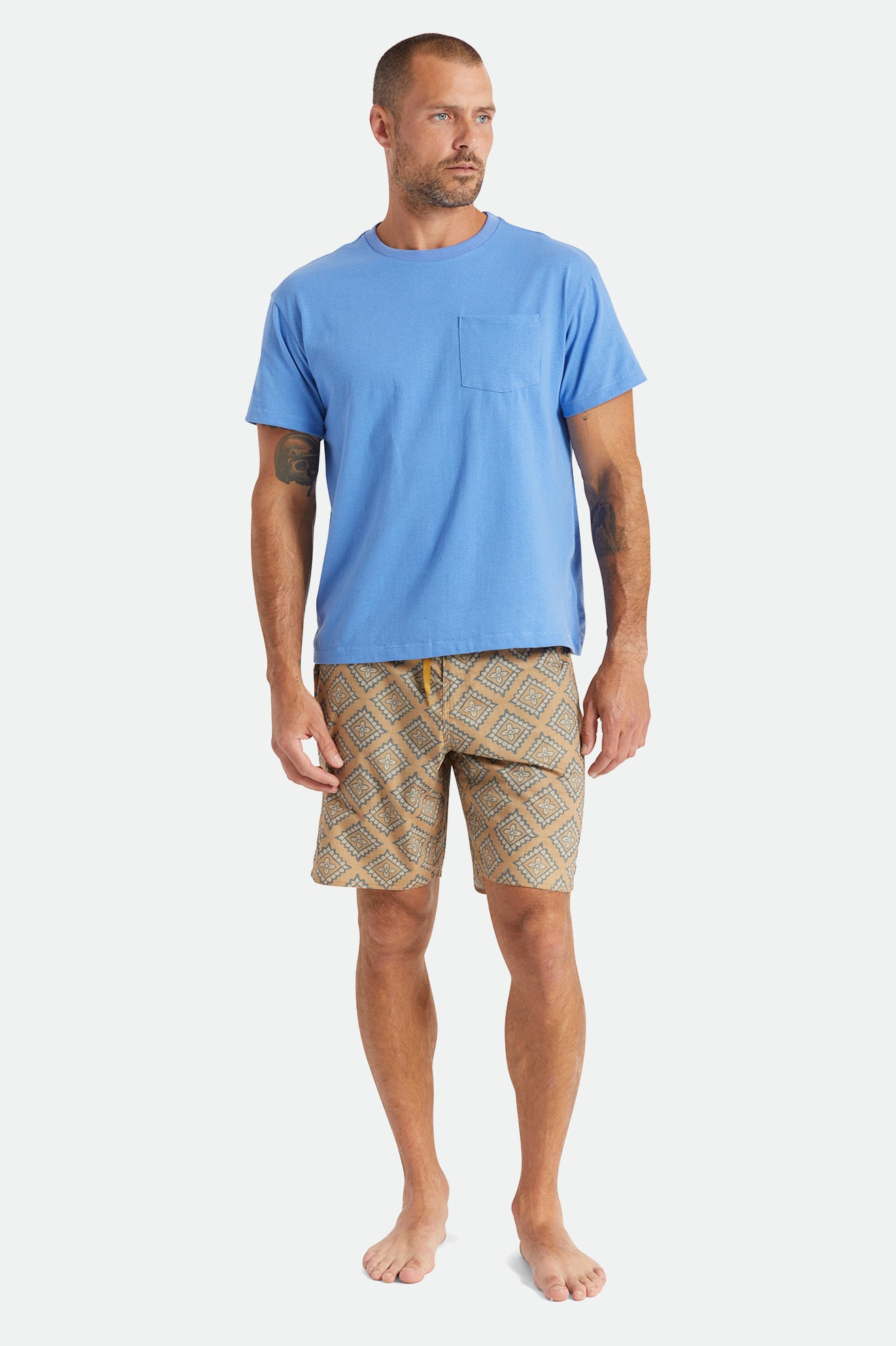 Najfatalniejszy Męskie Brixton Basic S/S Pocket Niebieskie | SBFAP-5146