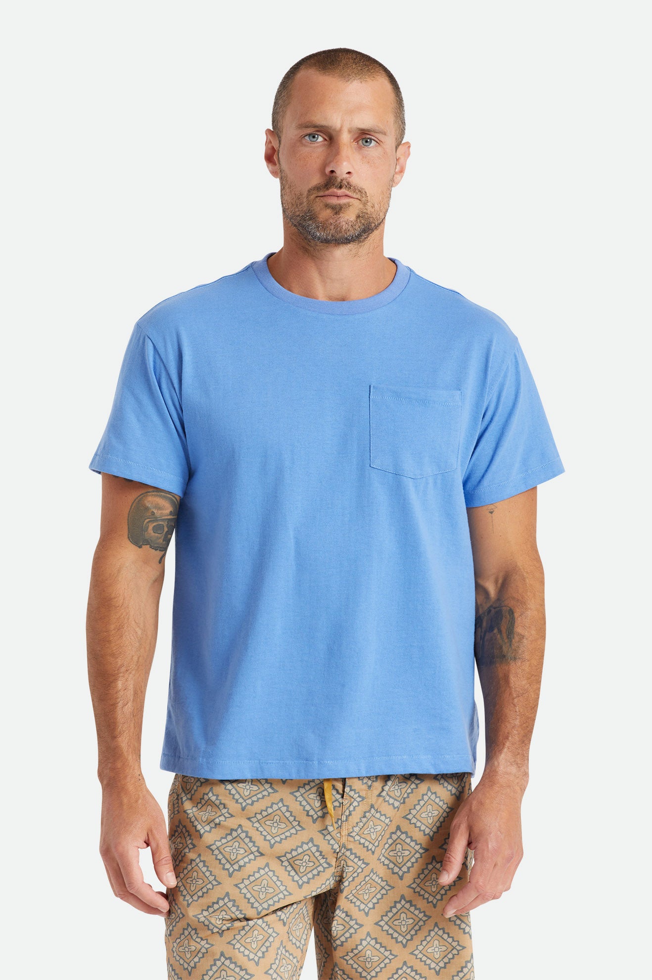 Najfatalniejszy Męskie Brixton Basic S/S Pocket Niebieskie | SBFAP-5146