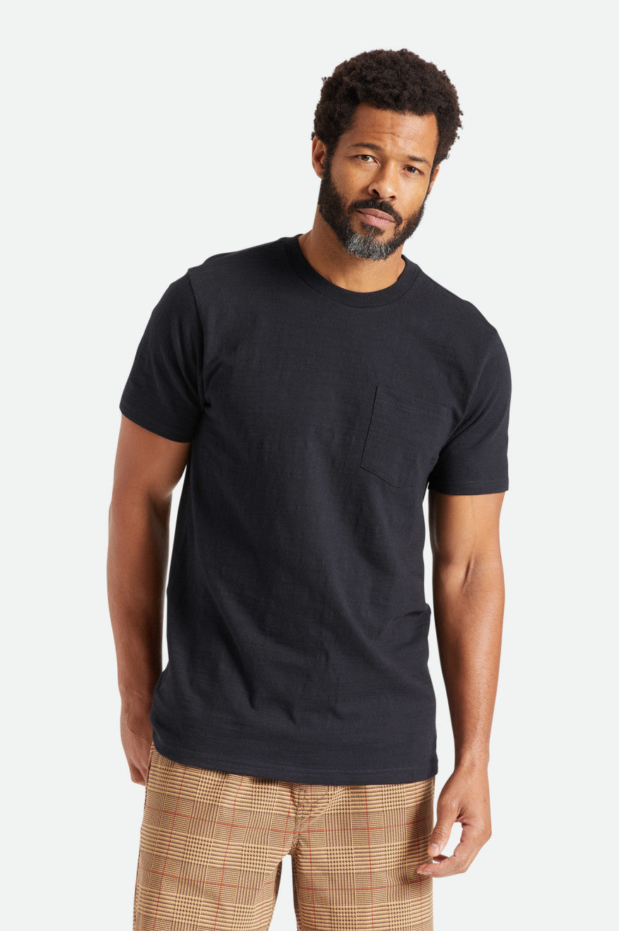 Najfatalniejszy Męskie Brixton Basic Slub S/S Pocket Czarne | XYLPW-8179