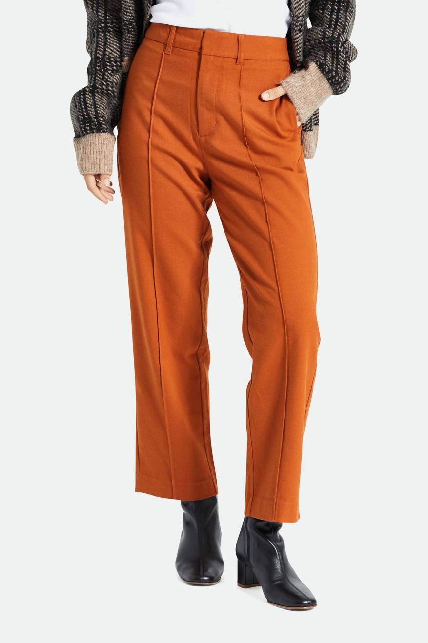 Spodnie Damskie Brixton Retro Trouser Pomarańczowe | TIHEZ-7352